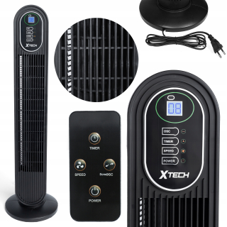 XTECH Tichý stĺpcový ventilátor s diaľkovým ovládaním a oscilačnou funkciou